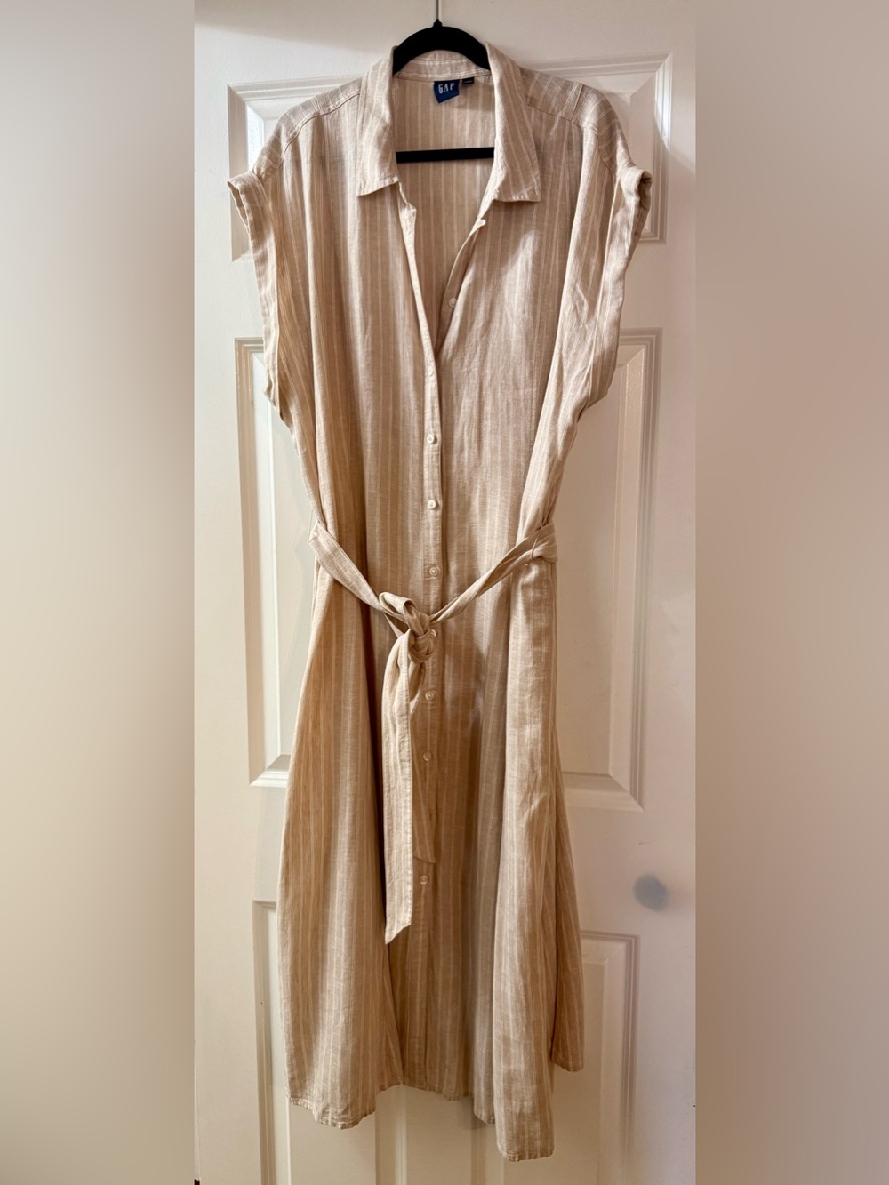 Gap Cream Striped Button-Front Shirt Dress XXL